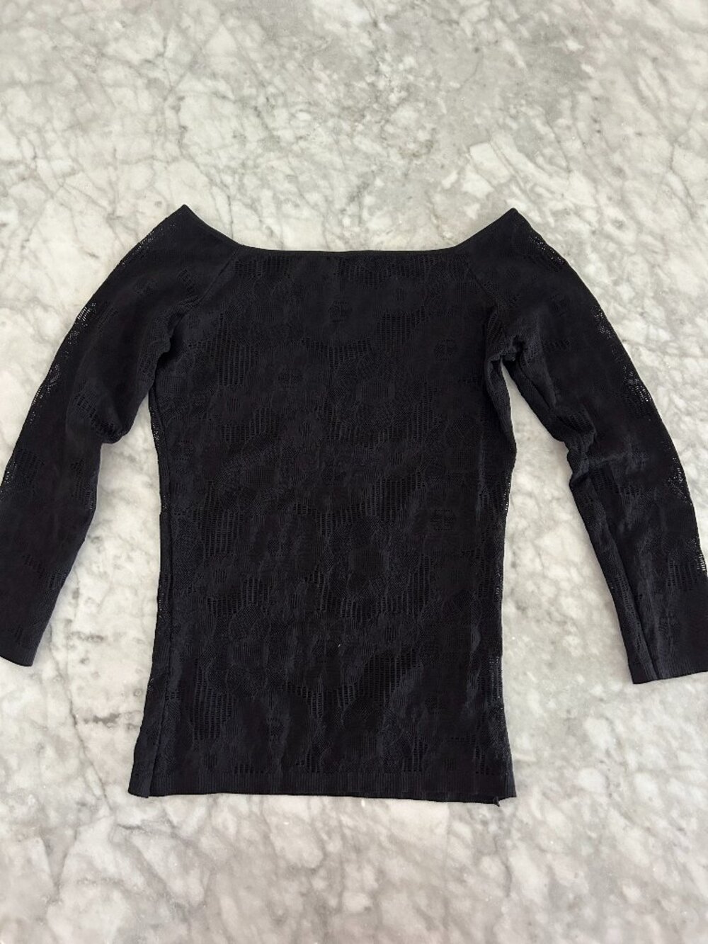 Long Sleeve Lace Repetto Top Size M, Black